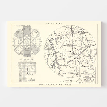 Vintage Map of Campbell Air Force Base Vicinity, 1952
