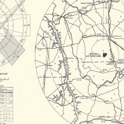 Vintage Map of Campbell Air Force Base Vicinity, 1952