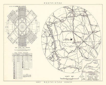 Vintage Map of Campbell Air Force Base Vicinity, 1952