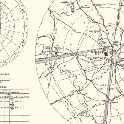Vintage Map of Carswell Air Force Base Vicinity, Texas 1952