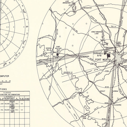 Vintage Map of Carswell Air Force Base Vicinity, Texas 1952