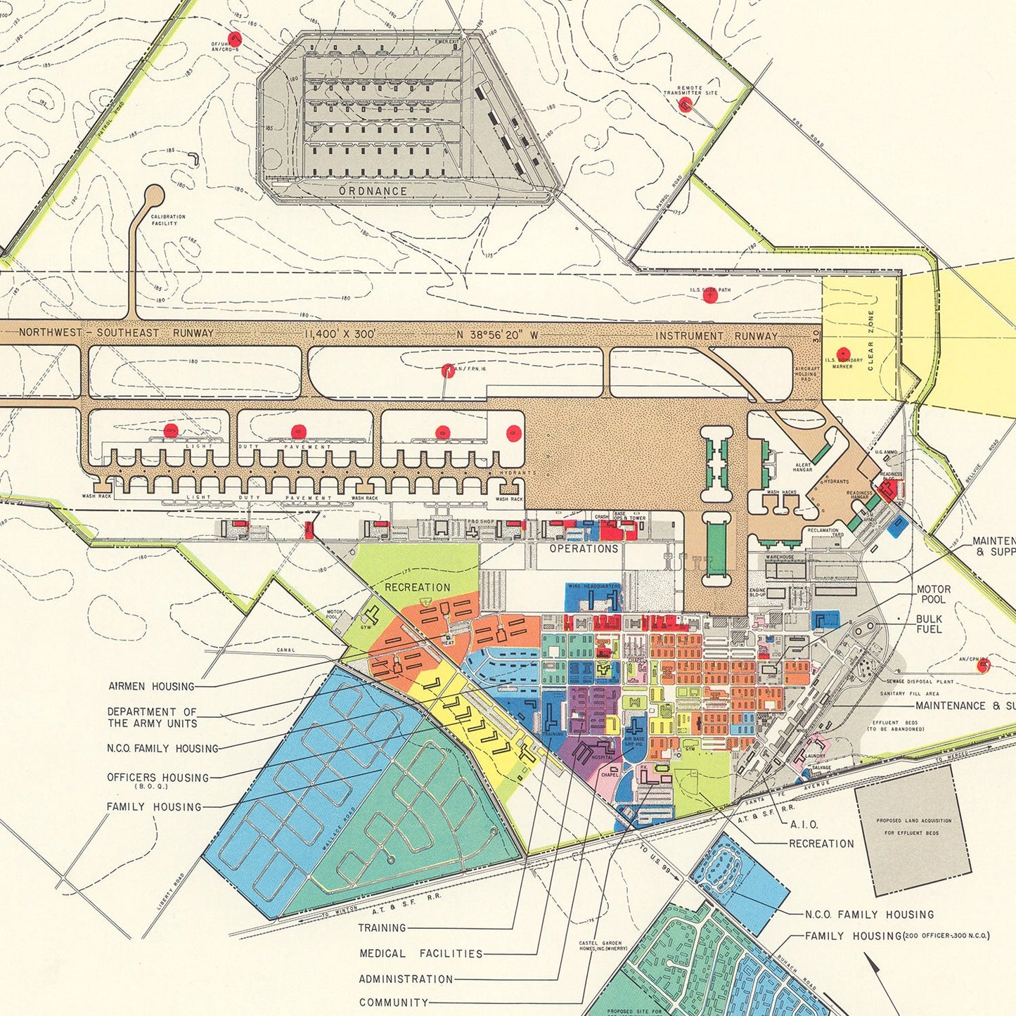 Vintage Map of Castle Air Force Base, 1952