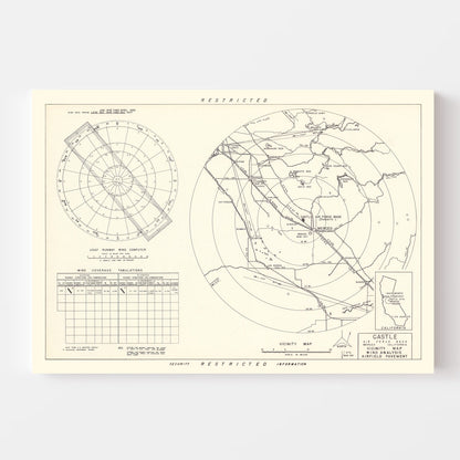 Vintage Map of Castle Air Force Base Vicinity, California 1952