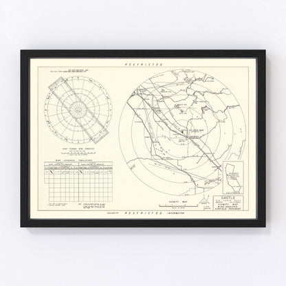 vintage map of Castle Air Force Base vicinity, Merced County, California, 1952
