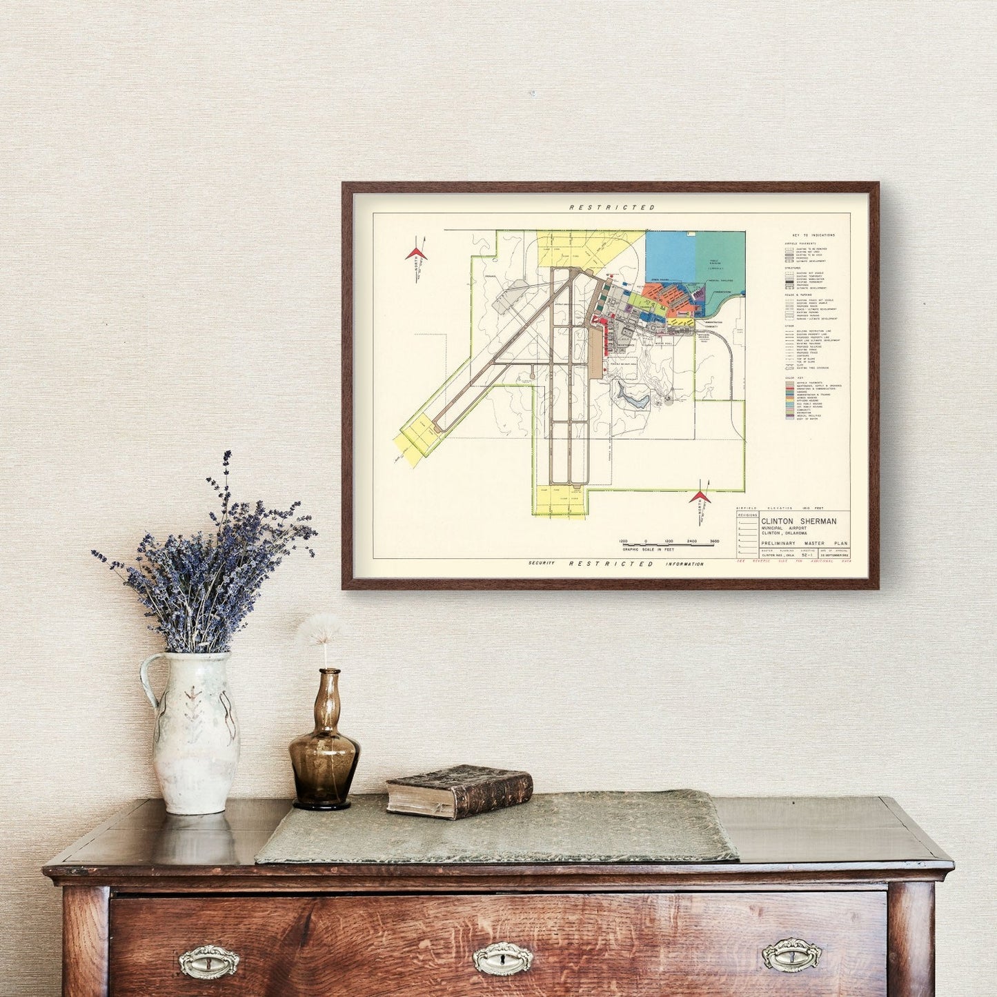 Vintage Map of Clinton Sherman Municipal Airport, 1952