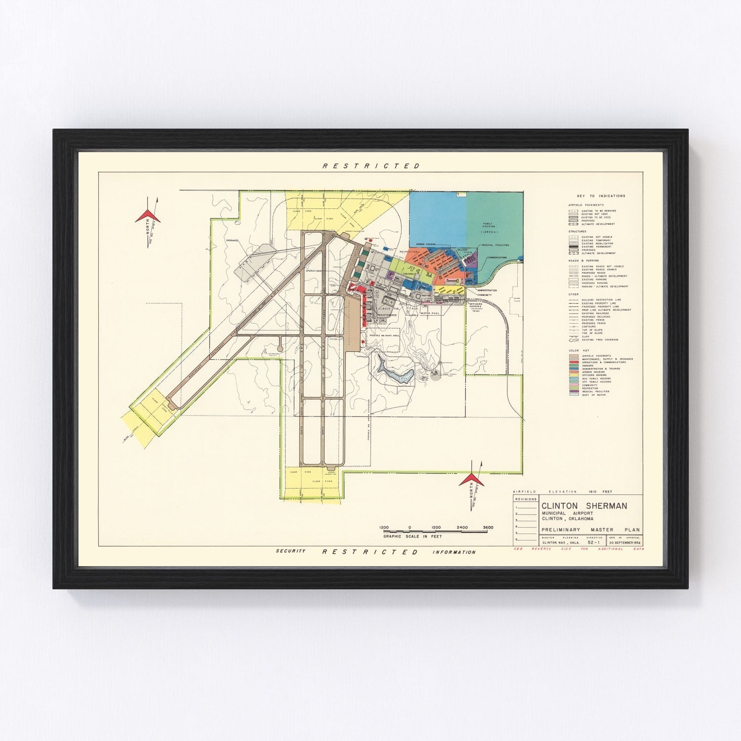 vintage map of Clinton Sherman Municipal Airport, 1952