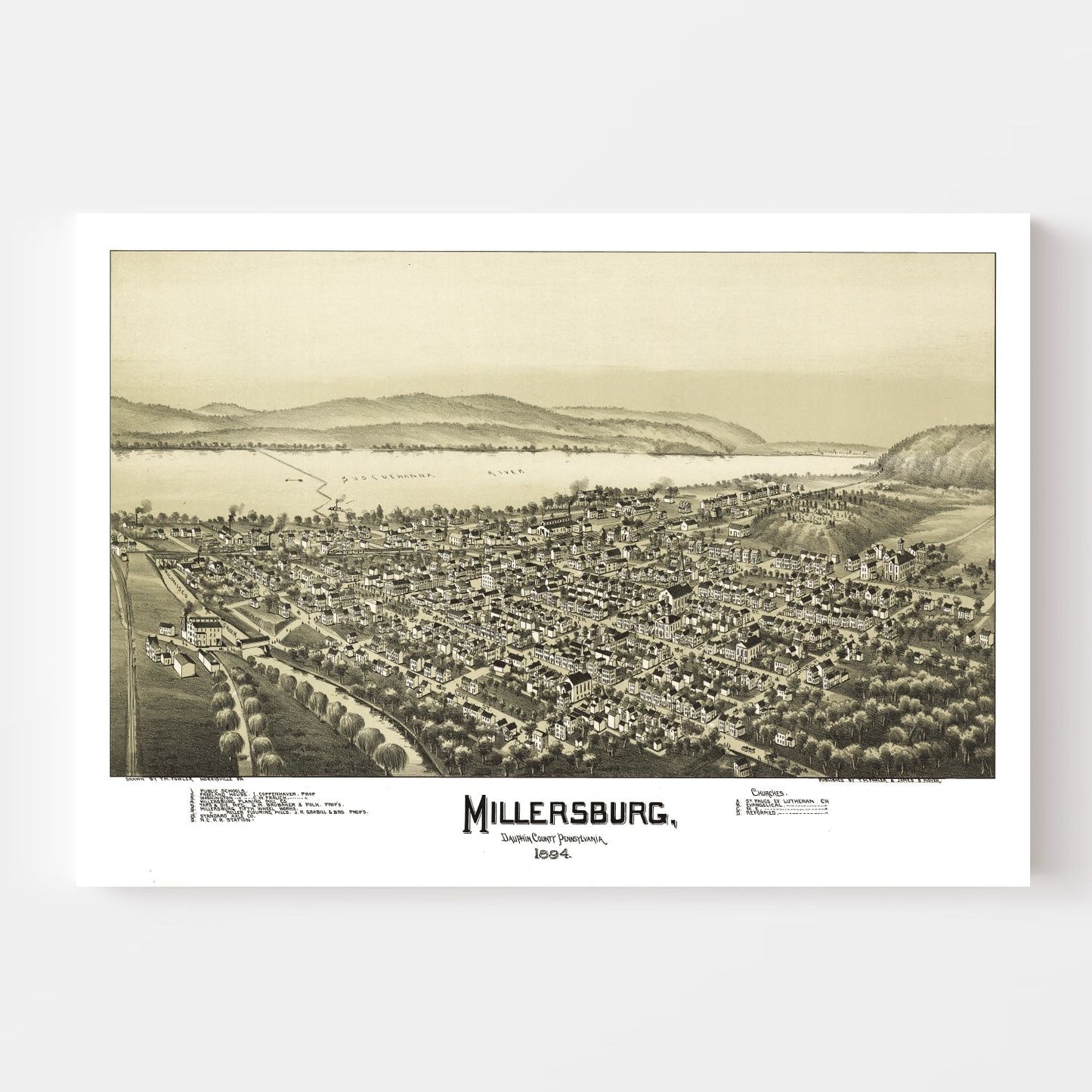Vintage Map of Millersburg, Pennsylvania, 1894