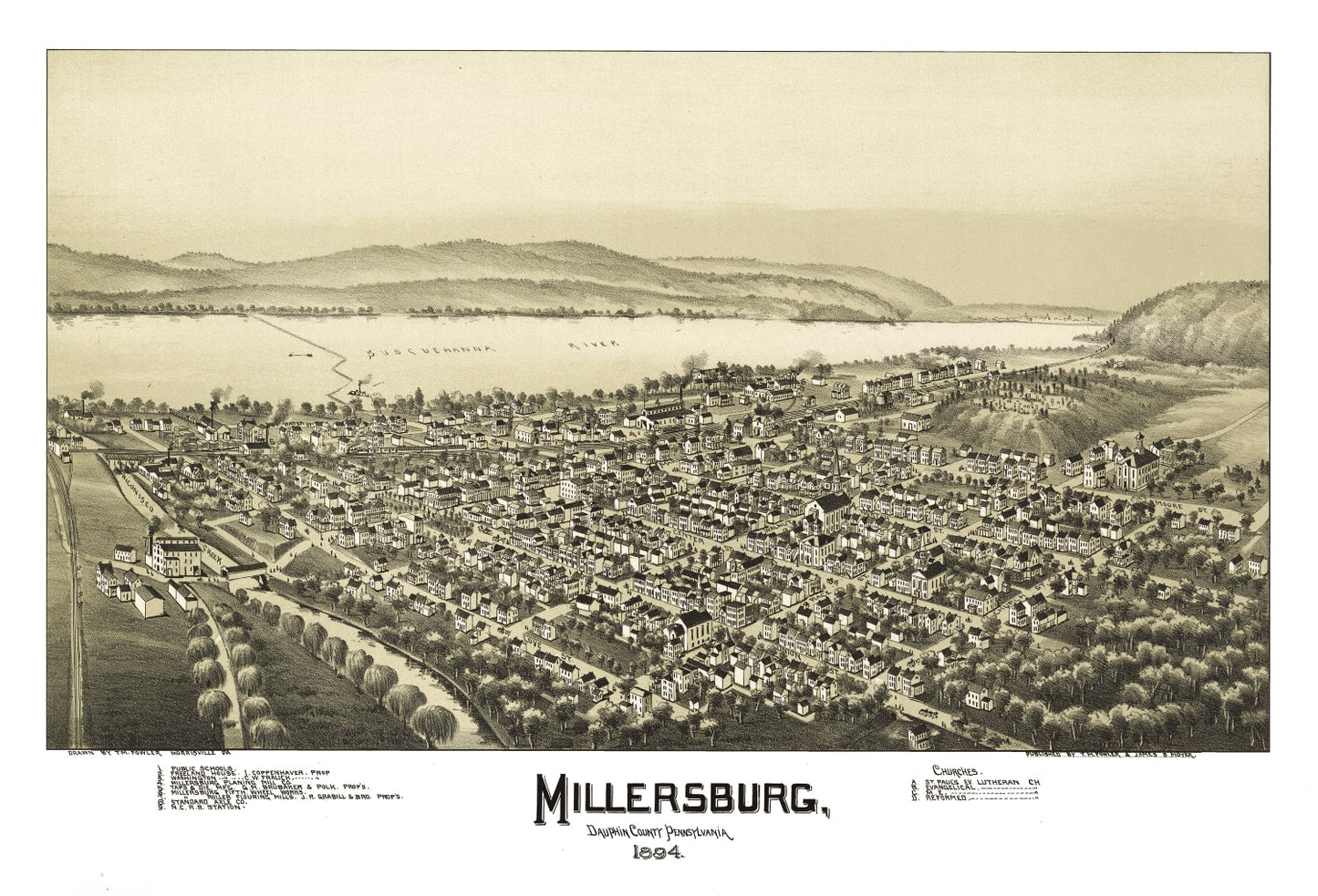 Vintage Map of Millersburg, Pennsylvania, 1894