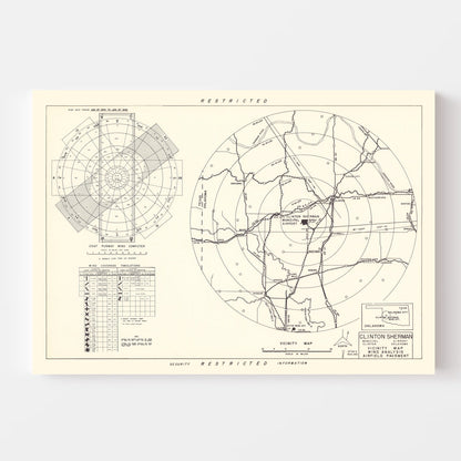 Vintage Map of Clinton Sherman Municipal Airport Vicinity, Oklahoma 1952
