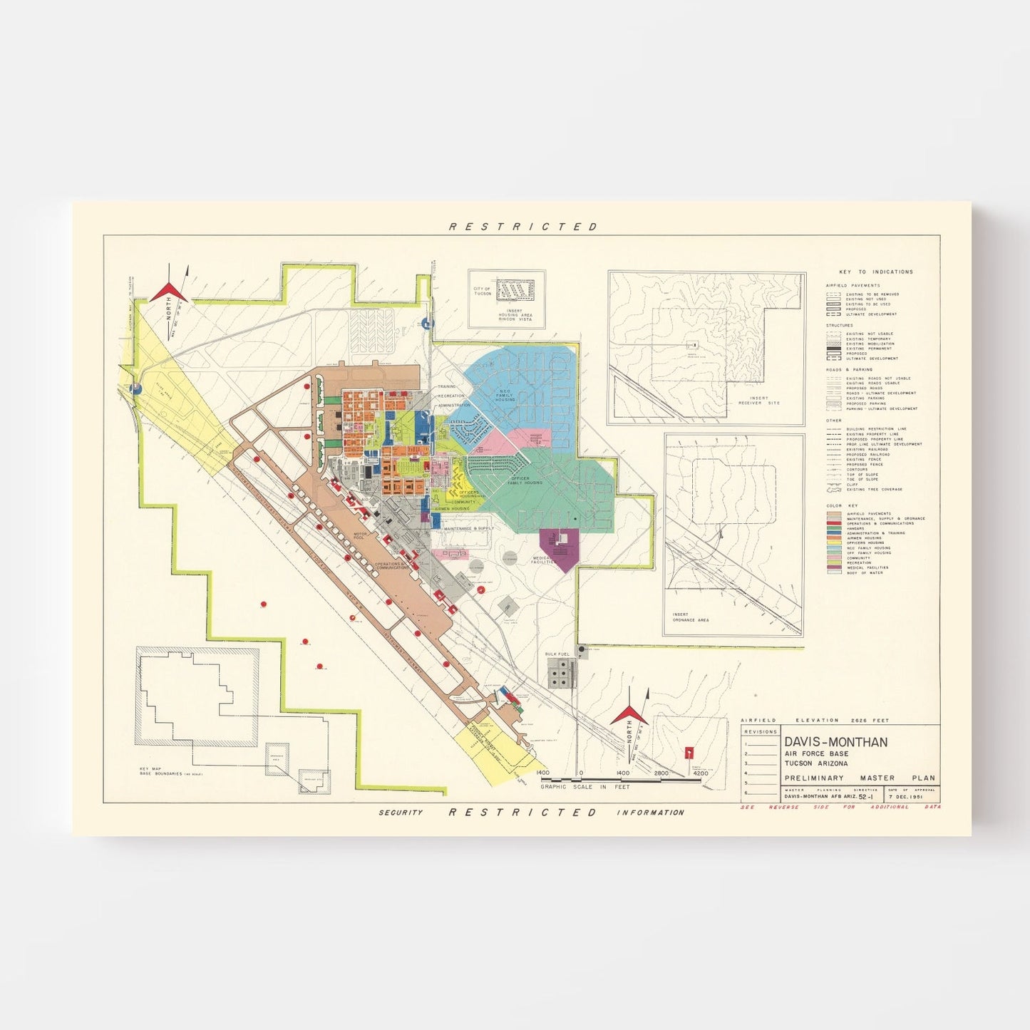 Vintage Map of Tucson, Arizona, 1951