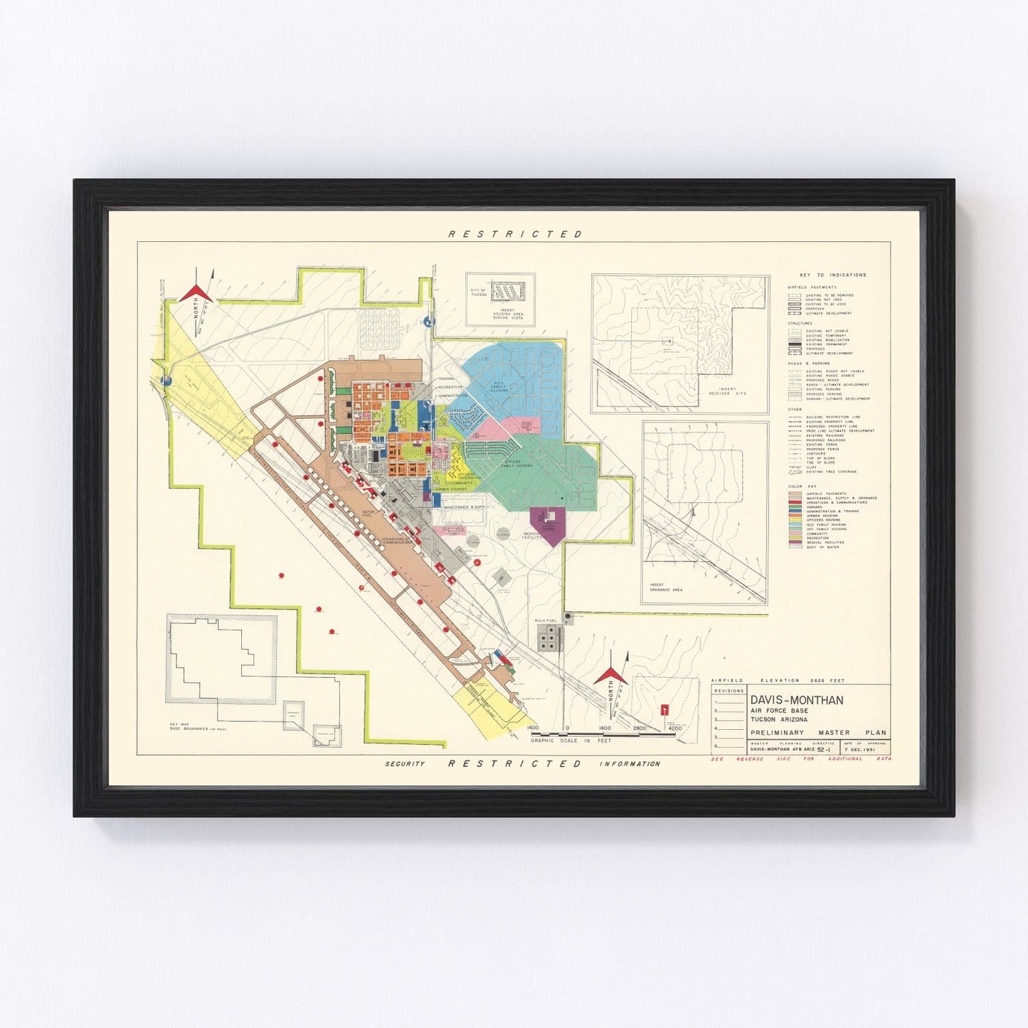 Vintage map of Tucson, Arizona, 1951