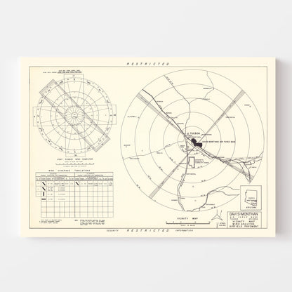Vintage Map of Davis-Monthan Air Force Base Vicinity, Arizona 1951