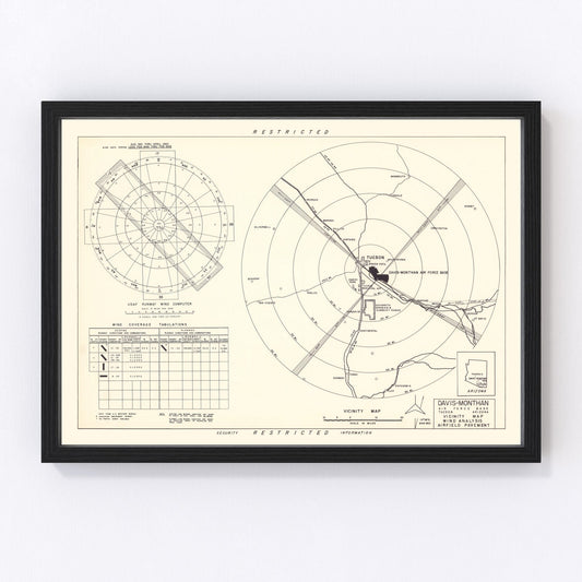 vintage map of Davis-Monthan Air Force Base vicinity, Tucson, Arizona, 1951