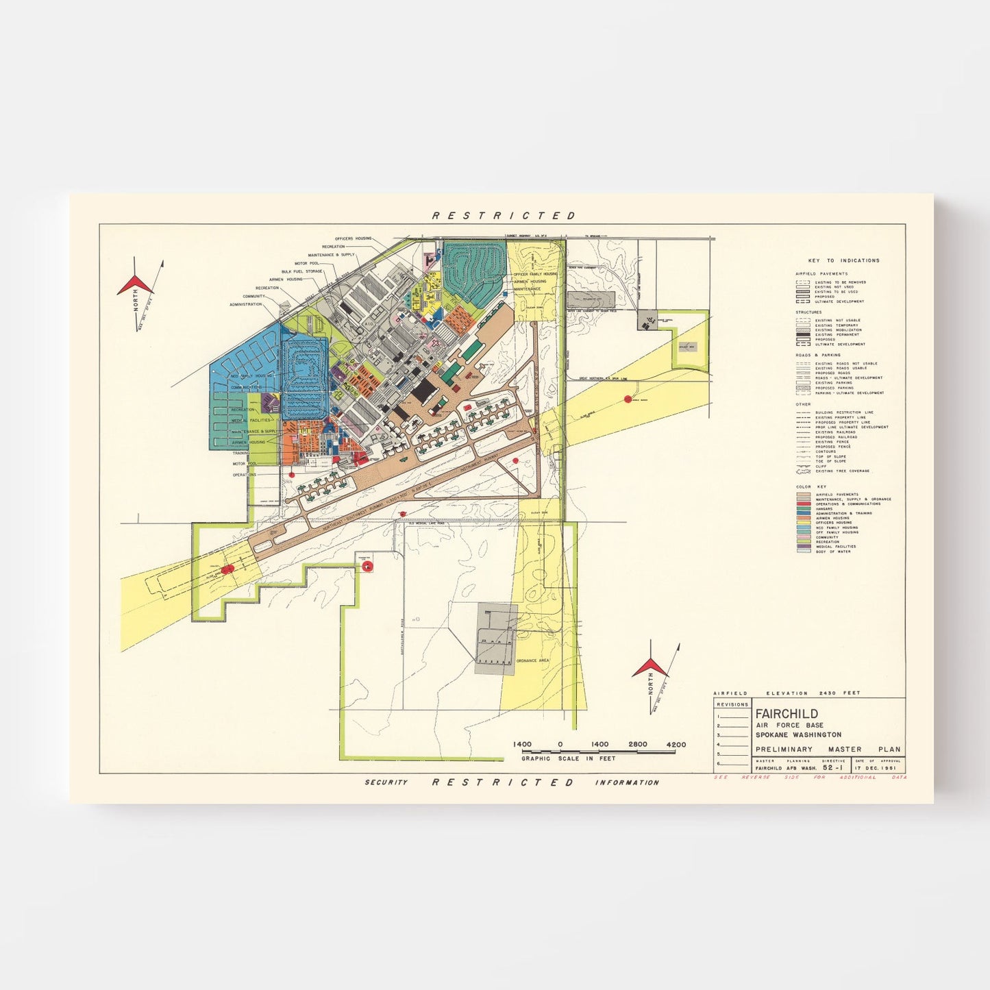 Vintage Map of Spokane, Washington, 1951