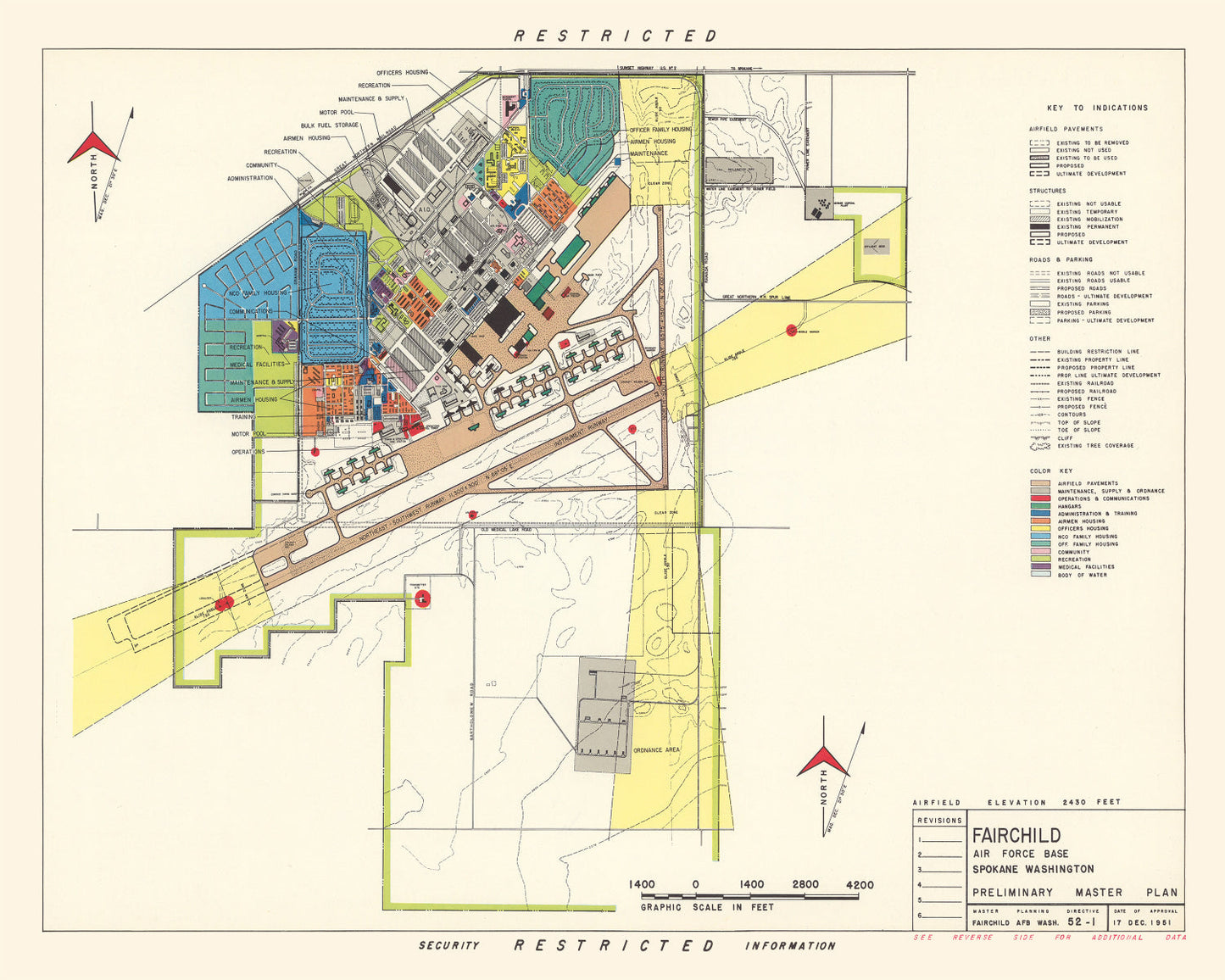 Vintage Map of Spokane, Washington, 1951