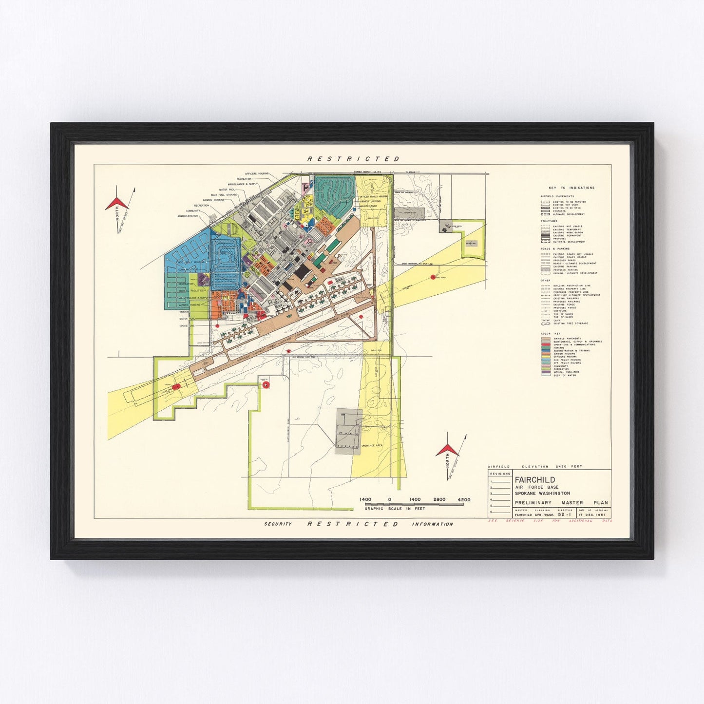 Vintage map of Spokane, Washington, 1951
