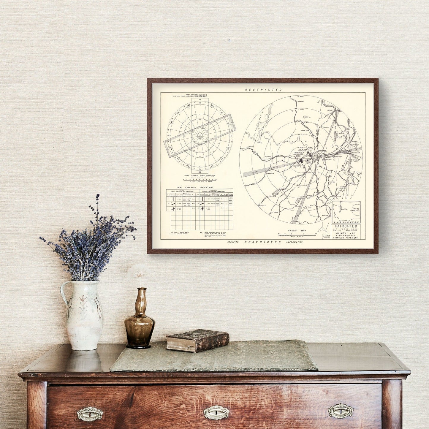 Vintage Map of Fairchild Air Force Base Vicinity, Washington 1951