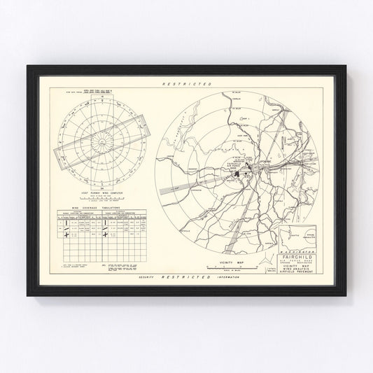 vintage map of Fairchild Air Force Base vicinity, Spokane, Washington, 1951
