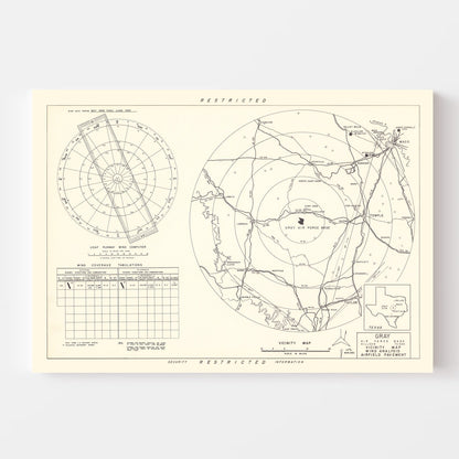 Vintage Map of Gray Air Force Base Vicinity, Texas, 1951