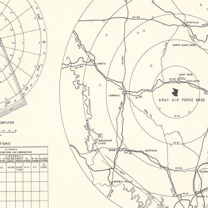 Vintage Map of Gray Air Force Base Vicinity, Texas, 1951