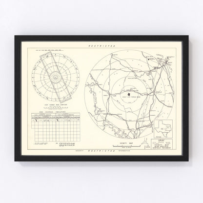 vintage map of Gray Air Force Base vicinity, Texas, 1951