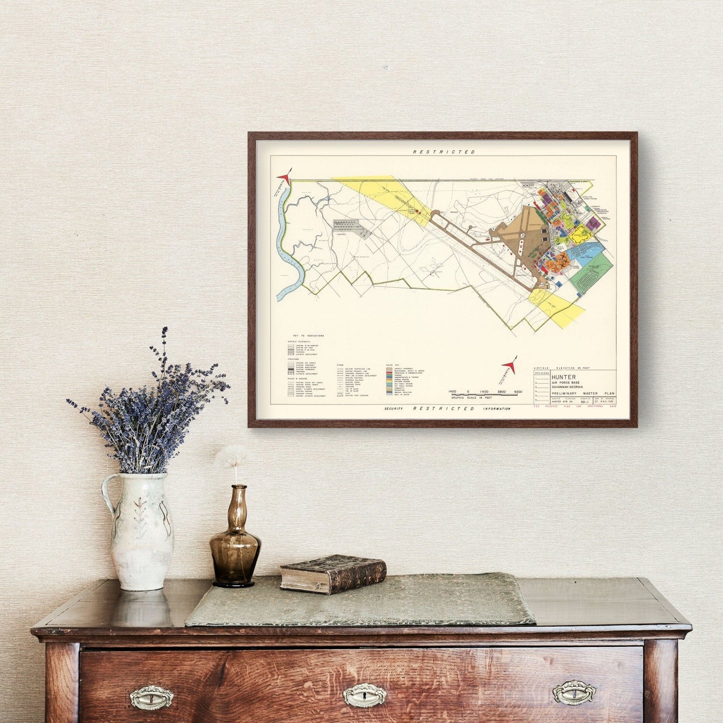 Vintage Map of Hunter Air Force Base, Savannah, Georgia, 1951