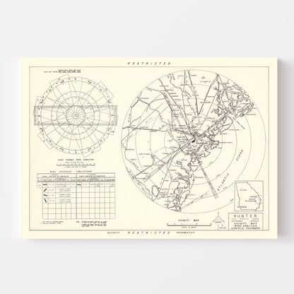 Vintage Map of Hunter Air Force Base Vicinity, Georgia, 1951