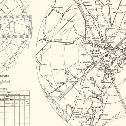 Vintage Map of Hunter Air Force Base Vicinity, Georgia, 1951