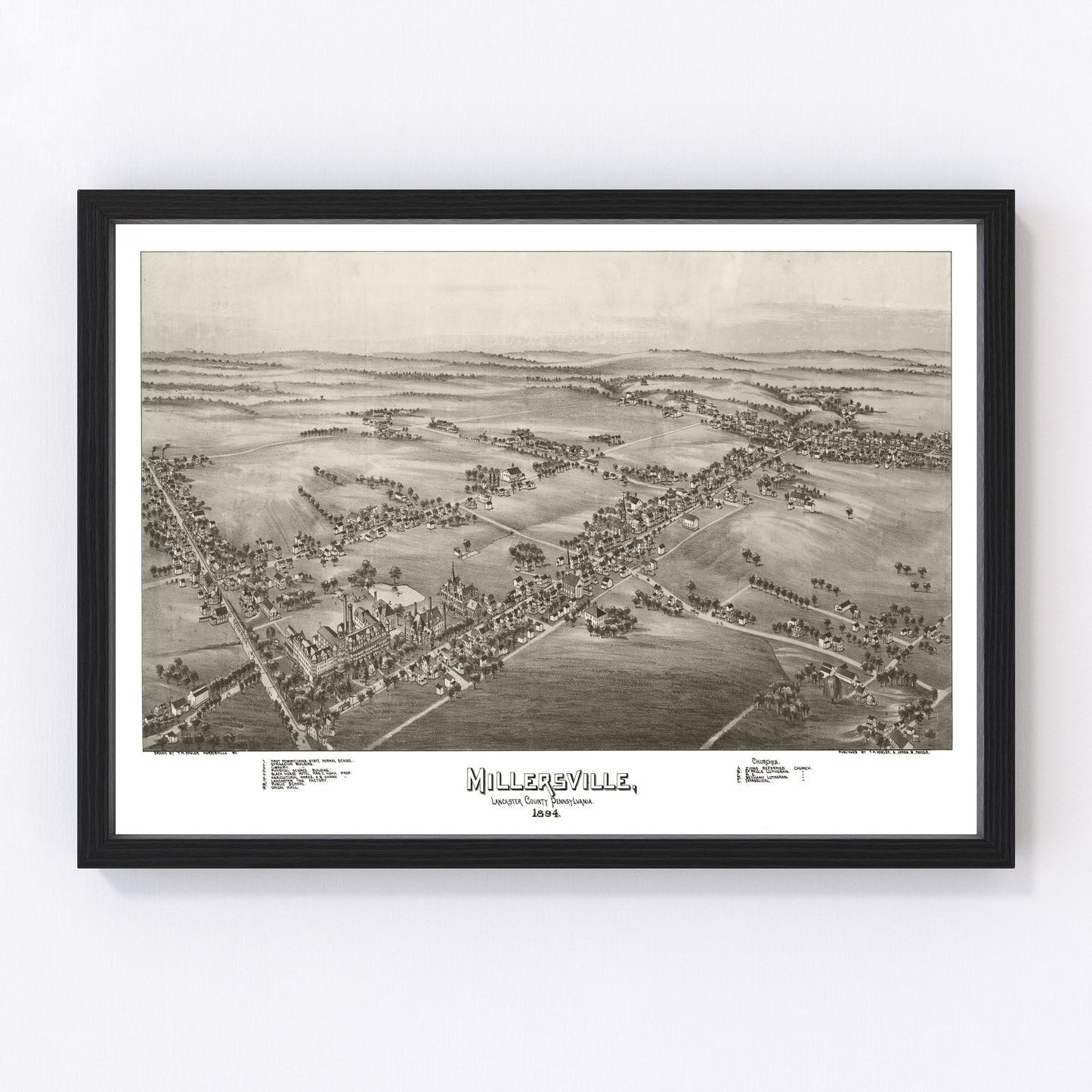 vintage map of Millersville, Pennsylvania, 1894