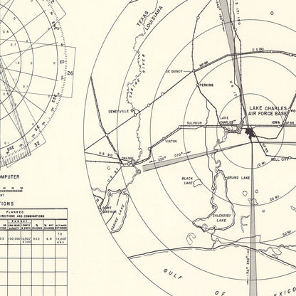 Vintage Map of Lake Charles Air Force Base Vicinity, Louisiana, 1951
