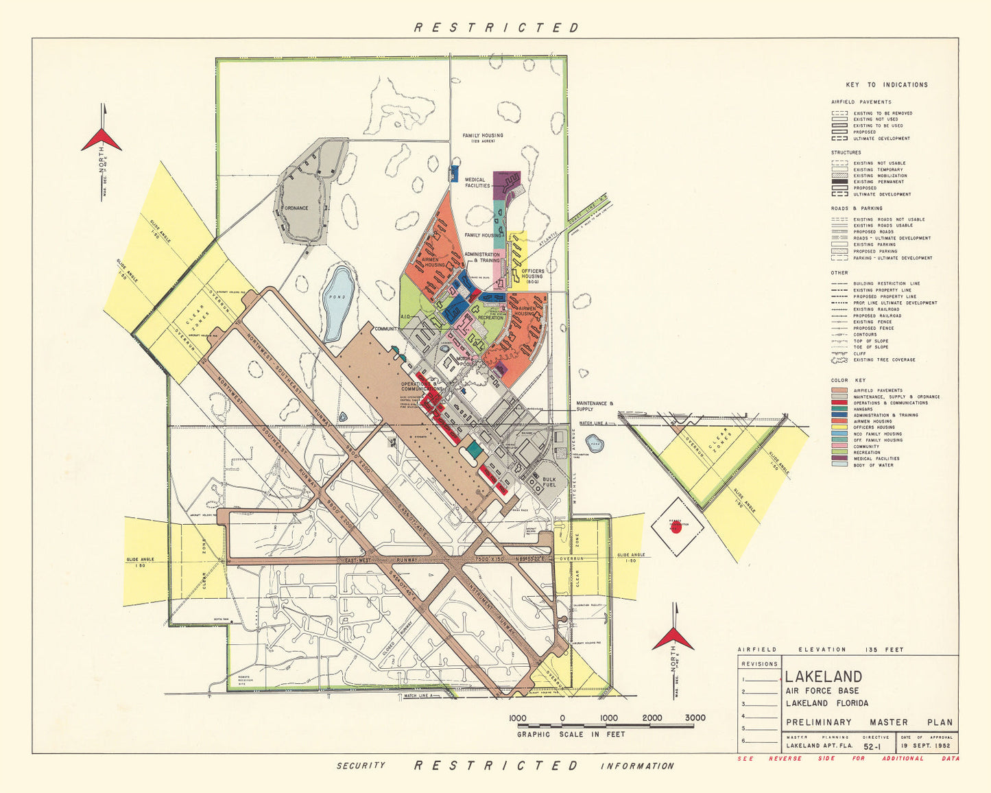 Vintage Map of Lakeland Air Force Base, Florida, 1952