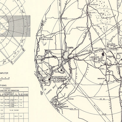 Vintage Map of Lakeland Air Force Base Vicinity, Florida, 1952