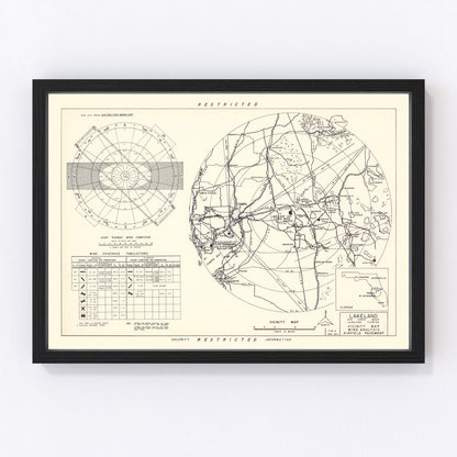 vintage map of Lakeland Air Force Base vicinity, Polk County, Florida, 1952