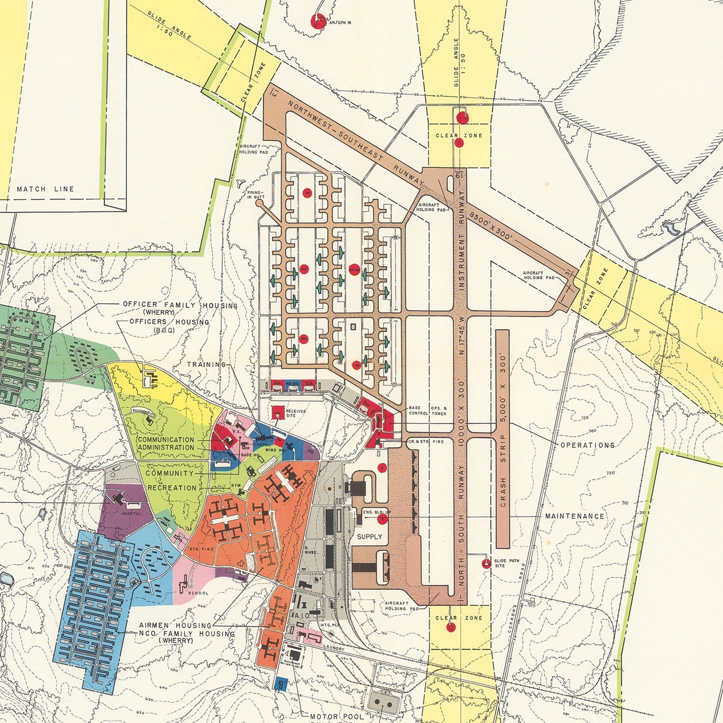 Vintage Map of Limestone Air Force Base, Maine, 1951