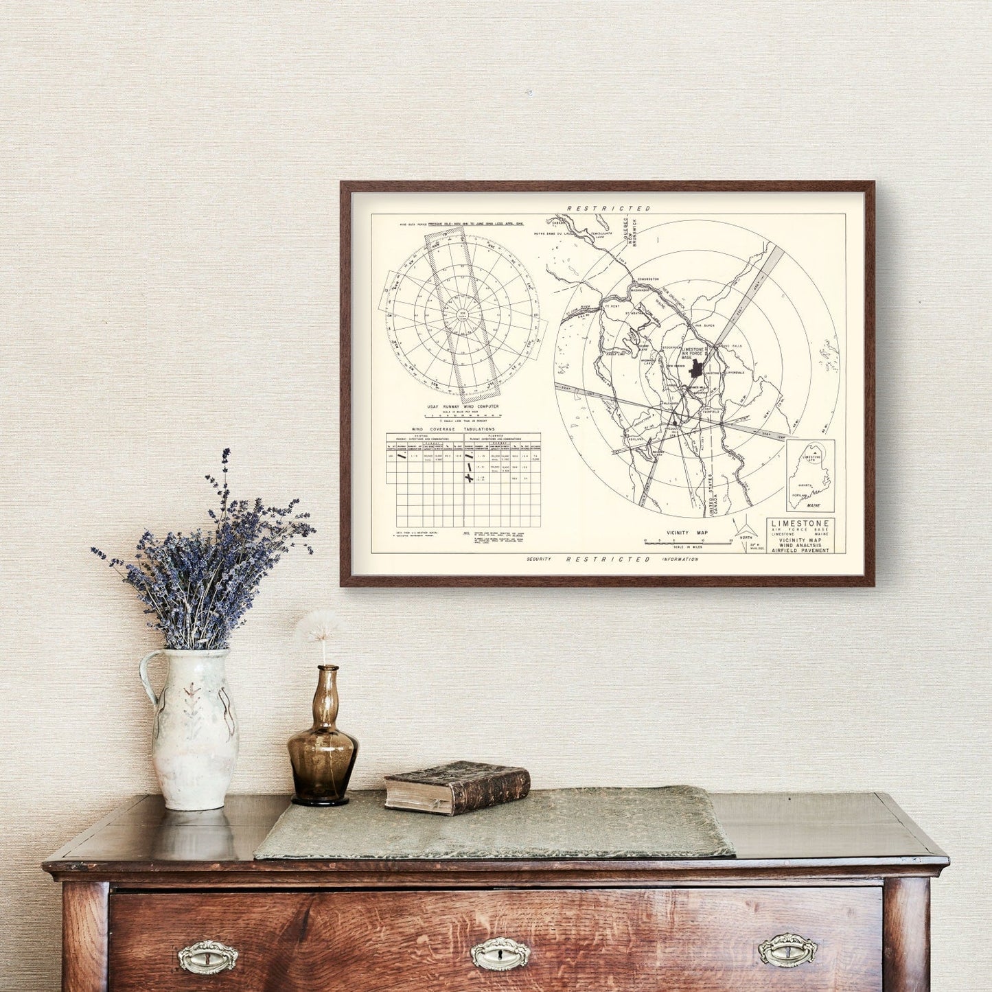Vintage Map of Limestone Air Force Base Vicinity, Maine, 1951