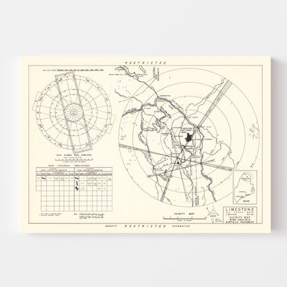 Vintage Map of Limestone Air Force Base Vicinity, Maine, 1951