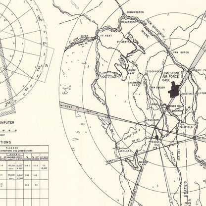 Vintage Map of Limestone Air Force Base Vicinity, Maine, 1951