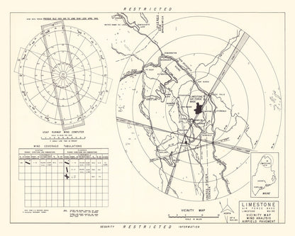 Vintage Map of Limestone Air Force Base Vicinity, Maine, 1951