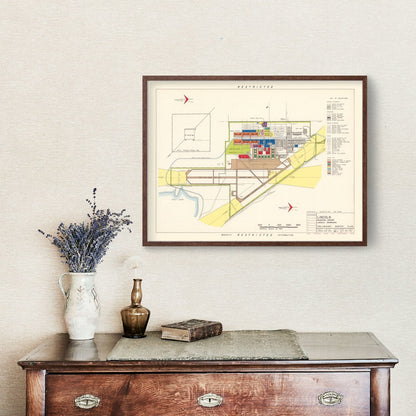 Vintage Map of Lincoln Municipal Airport, Nebraska, 1951