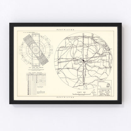 vintage map of Lincoln Municipal Airport vicinity, Nebraska, 1951
