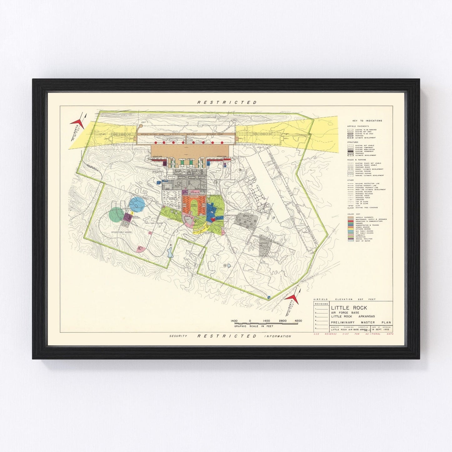 vintage map of Little Rock Air Force Base, Arkansas, 1952