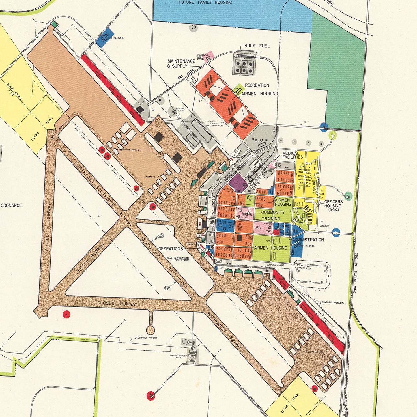 Vintage Map of Lockbourne Air Force Base, Ohio, 1951