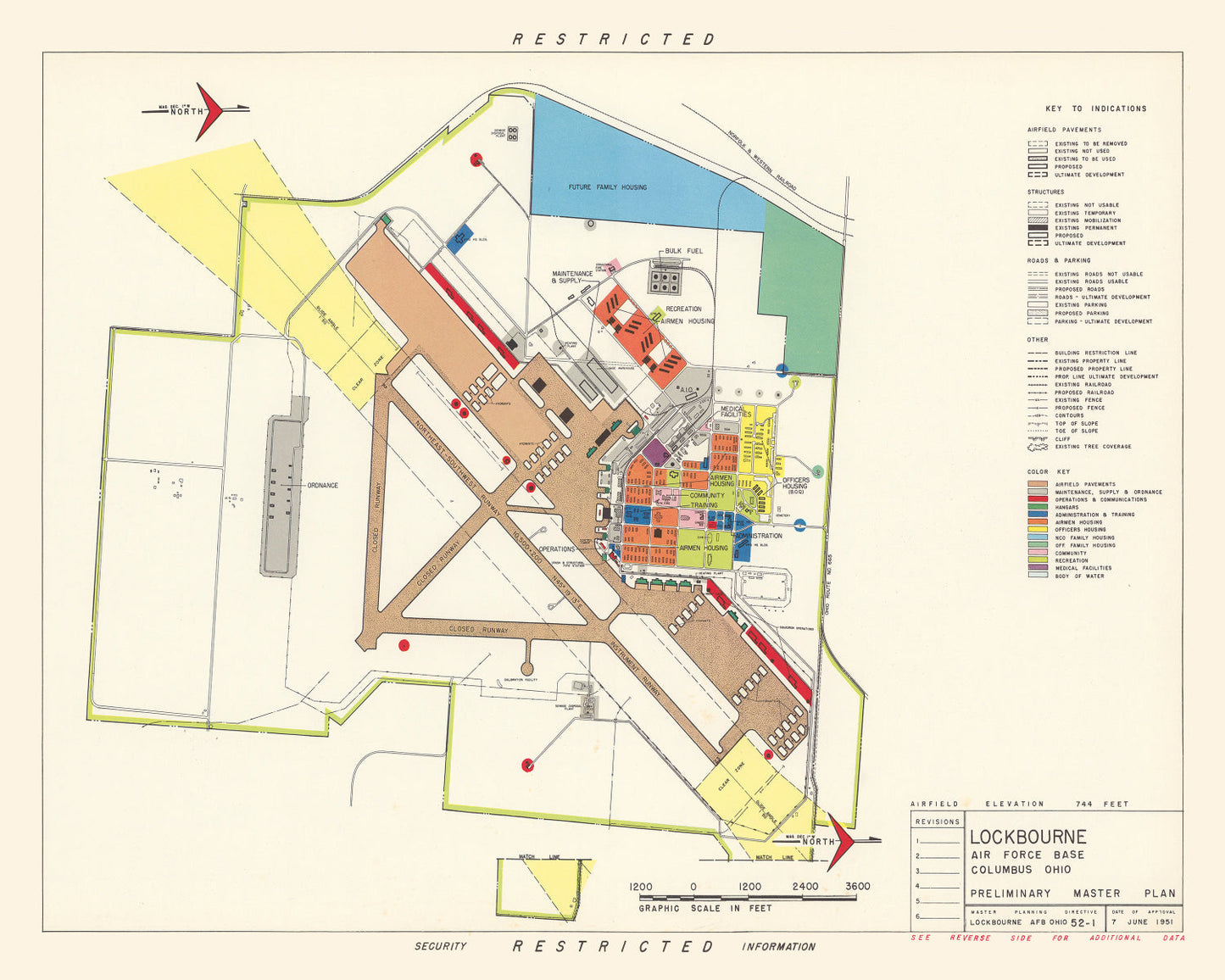 Vintage Map of Lockbourne Air Force Base, Ohio, 1951
