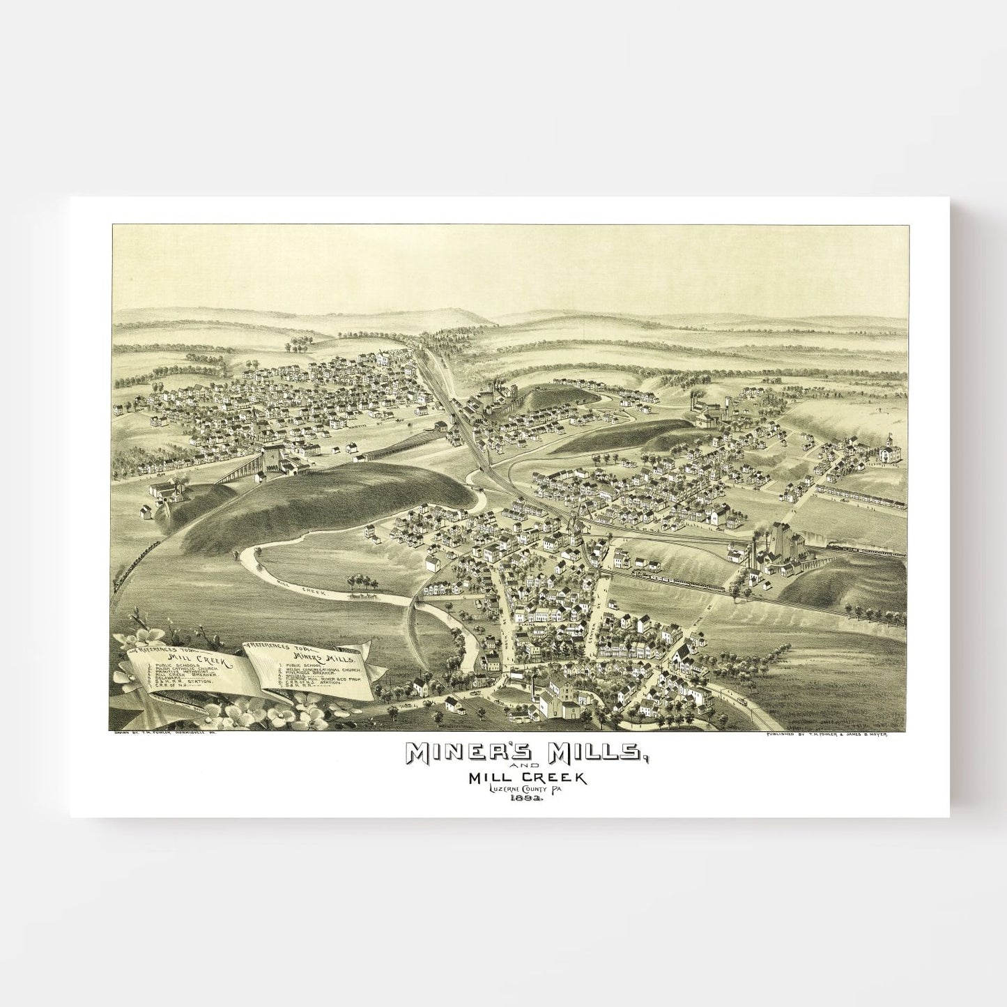 Vintage Map of Miner's Mills and Mill Creek, Pennsylvania, 1892