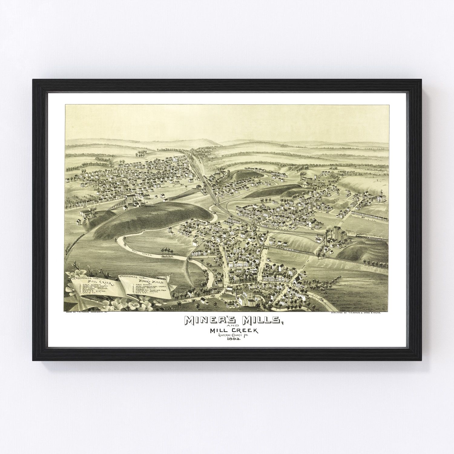 vintage map of Miner's Mills and Mill Creek, Pennsylvania, 1892