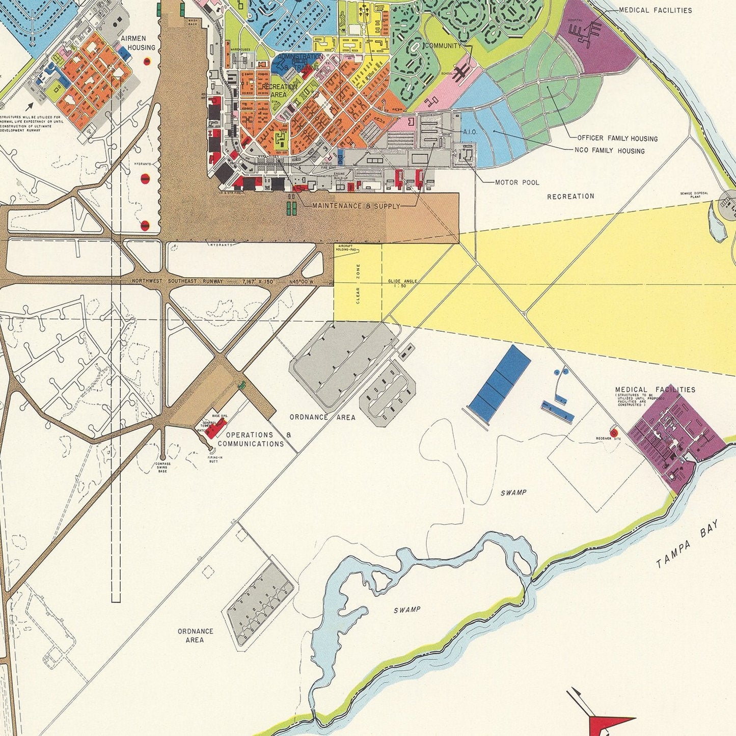 Vintage Map of MacDill Air Force Base, Tampa, 1951