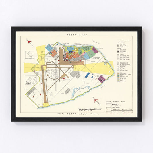 Vintage map of MacDill Air Force Base, Tampa, 1951