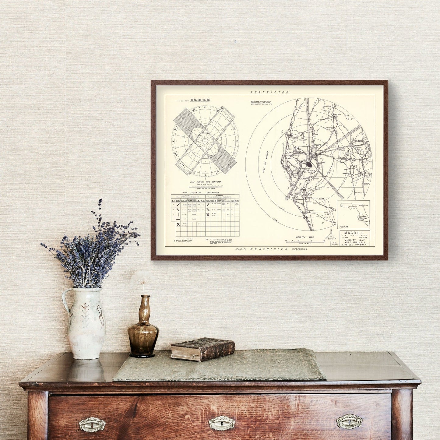 Vintage Map of MacDill Air Force Base Vicinity, Florida, 1951