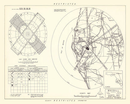 Vintage Map of MacDill Air Force Base Vicinity, Florida, 1951