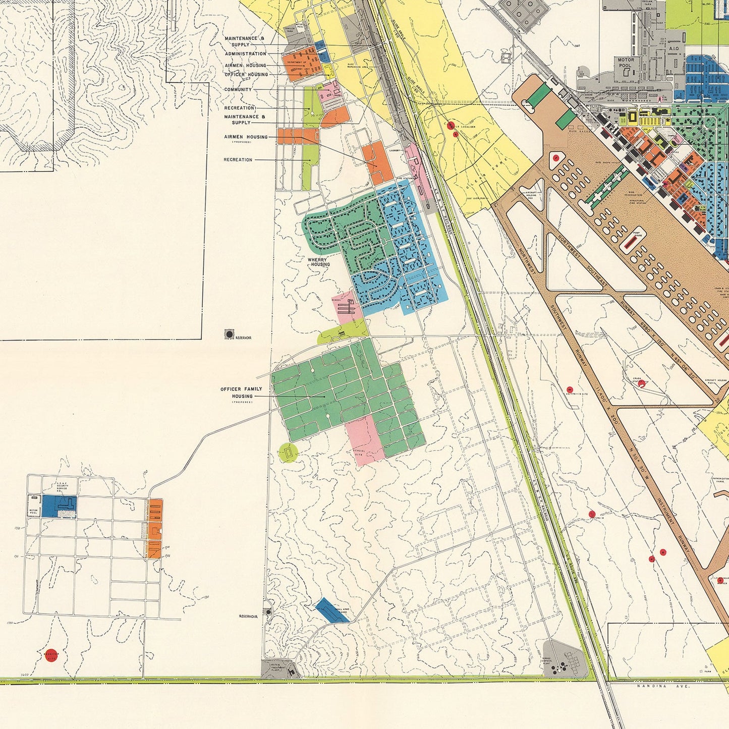 Vintage Map of March Air Force Base, California, 1951
